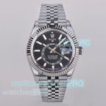 ES Factory Swiss Replica Rolex Sky-Dweller World Timer Black Dial Jubilee Band Watch 